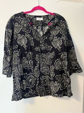 Toast Black & White Floral Button-Front Blouse size 16 (UK) / 12 (USA)